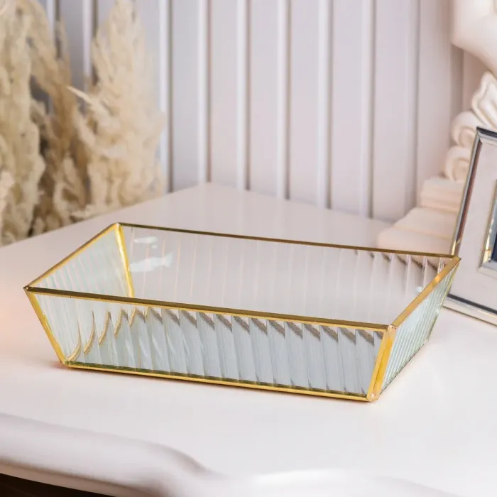 Піднос декоративний прямокутний золотий для сервірування 25х16,5 см (HP420) - зображення 2