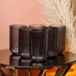 Склянка для напоїв висока фігурна прозора ребриста з товстого скла набір 6 шт Сірий (HP7113G)