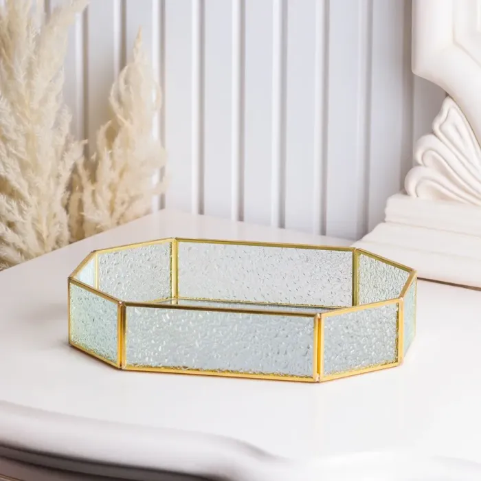 Піднос декоративний золотий для сервірування 25х18 см (HP418) - зображення 5