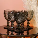 Келих для вина високий фігурний гранований з товстого скла набір 6 шт Сірий (HP035G)