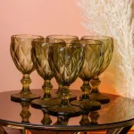 Келих для вина високий фігурний гранований з товстого скла набір 6 шт Зелений (HP035GR)