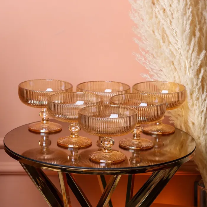 Креманка для мороженого прозрачная ребристая из толстого стекла 6 шт. (HP7117A) - изображение 1