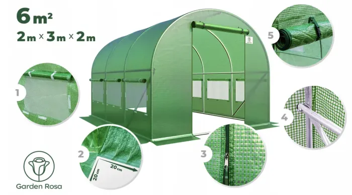 Парник теплиця Garden Rosa 6м2 (300х200х200см) Польща (P0021) - изображение 3