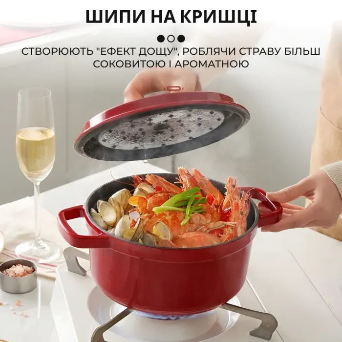 Кокотниця чавунна з емальованим покриттям 3 л діаметр 23 см червоний (HPFLG1RED) - зображення 4