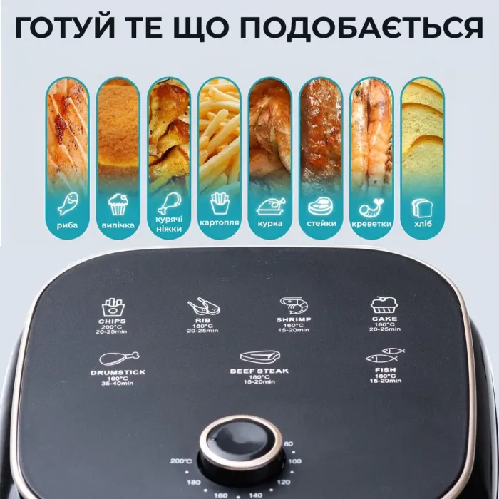 Аэрофритюрница электрическая аэрогриль 6.5л 1400Вт механическое управление SOKANY SK-10025 (SK10025) - изображение 4