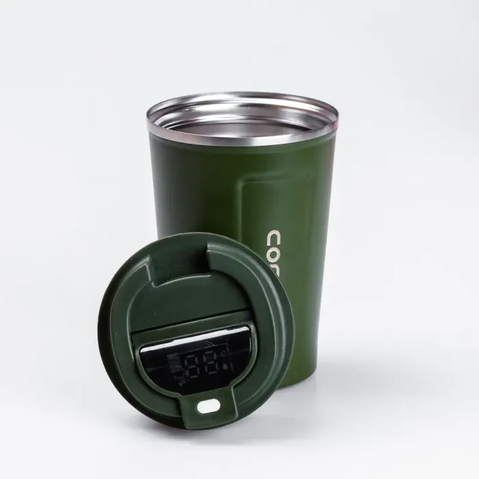 Термос із нержавіючої сталі 380 мл із датчиком температури термокружка до 12 годин Зелений (HPGM5821GR) - зображення 1