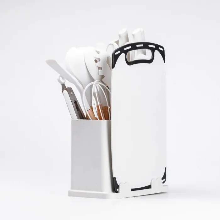 Набір кухонного приладдя на підставці 19 штук кухонні аксесуари з силікону з бамбуковою ручкою Білий (HP4W) - зображення 6