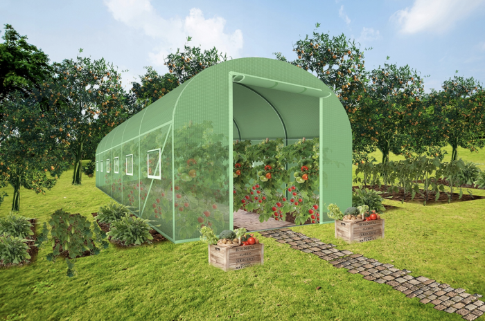 Садова теплиця 18 м² (6 х 3 х 2 м) з вікнами, армована плівка UV-4, труба 25 мм, Зелена (Польща) (29099) - изображение 5
