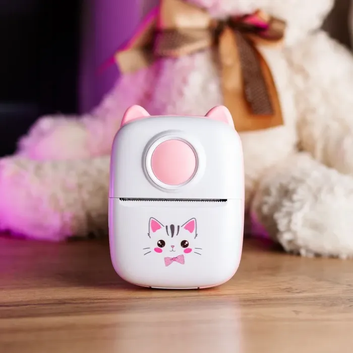 Дитячий міні-принтер портативний бездротовий акумуляторний з термодруком Рожевий (HPX2P) - зображення 1