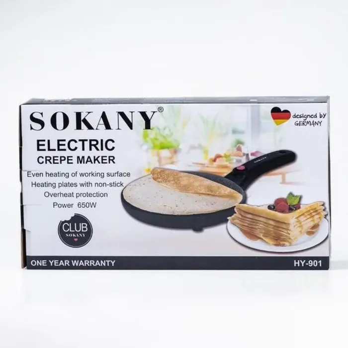 Млинниця електричний 20 см сковорода для млинців антипригарна Sokany Чорний (HY901B) - зображення 2