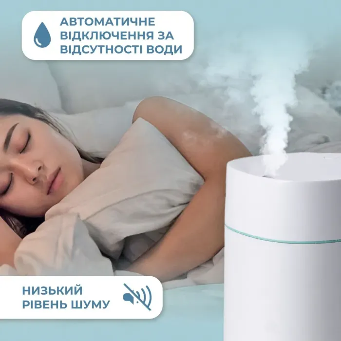 Зволожувач повітря для дому портативний USB 200 мл ароматичний дифузор з підсвічуванням Білий (HPBH13330W) - зображення 5