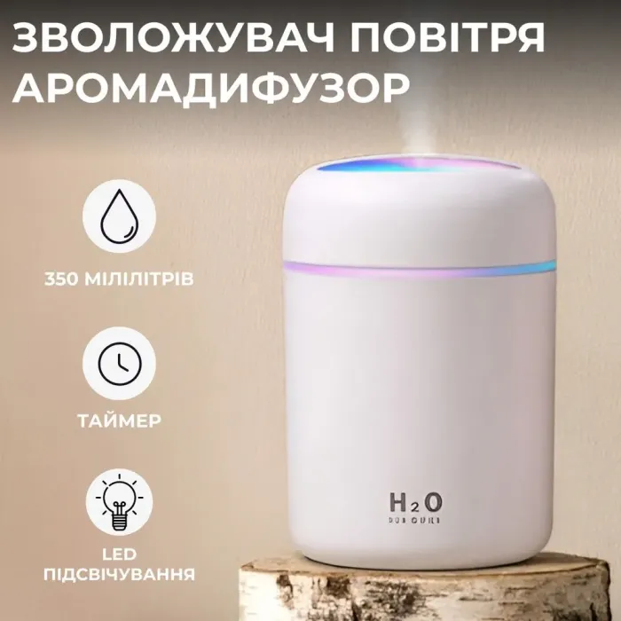 Увлажнитель воздуха для дома портативный USB 350 мл ароматический диффузор Белый (HPBH15566W) - изображение 2