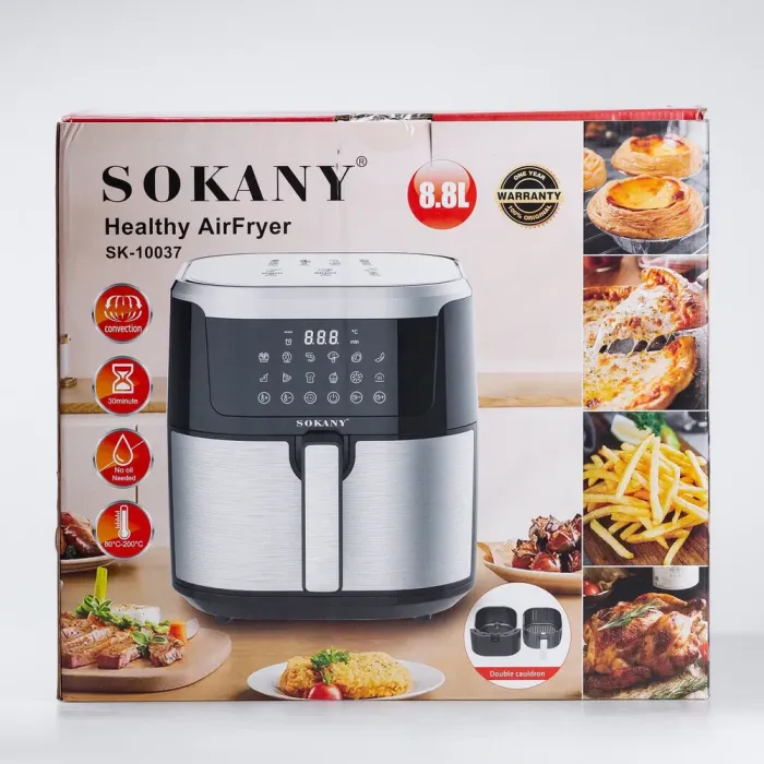 Аерофритниця електрична чаша на 8.8 л SOKANY аерогриль з таймером та терморегулятором 1200 Вт (SK10037) - зображення 10