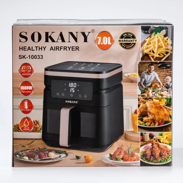 Аерофритниця електрична 7 л SOKANY аерогриль з таймером та терморегулятором 1800 Вт (SK10033) - зображення 10