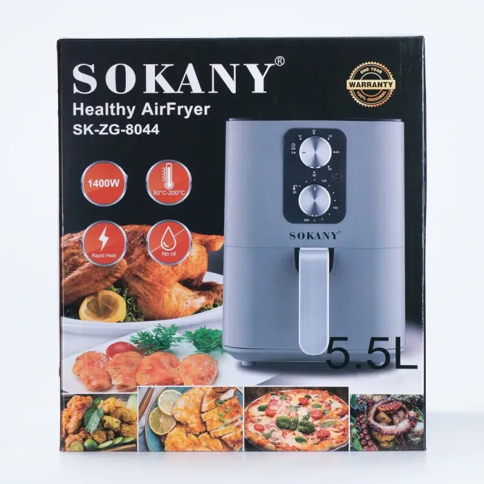 Аерофритниця електрична чаша на 5.5 л SOKANY аерогриль з терморегулятором 1400 Вт (SK8044) - зображення 9