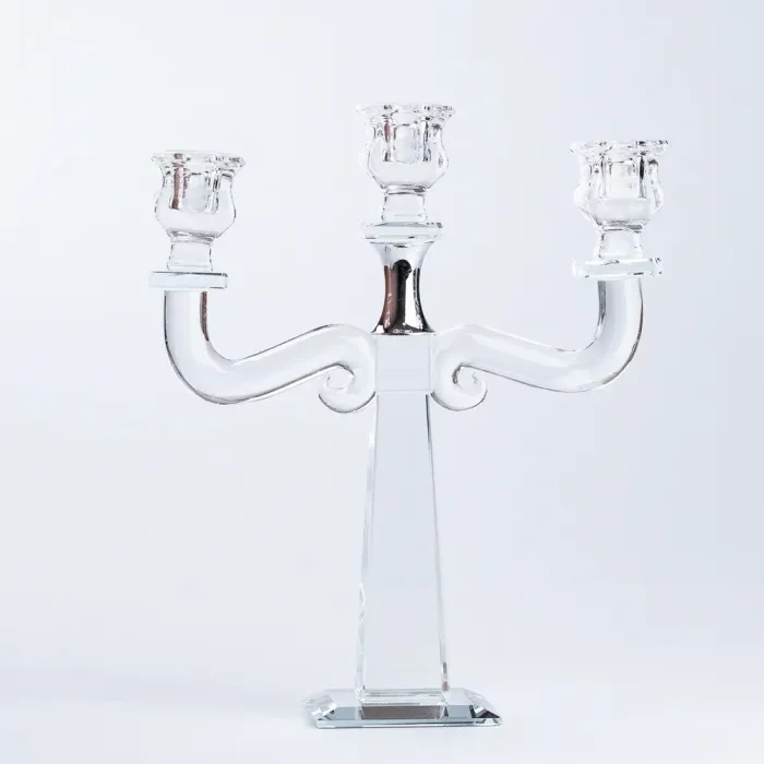 Подсвечник канделябр на 3 свечи стеклянный высокий (HP36562) - изображение 3
