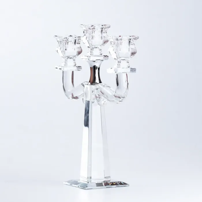 Подсвечник канделябр на 3 свечи стеклянный высокий (HP36562) - изображение 2