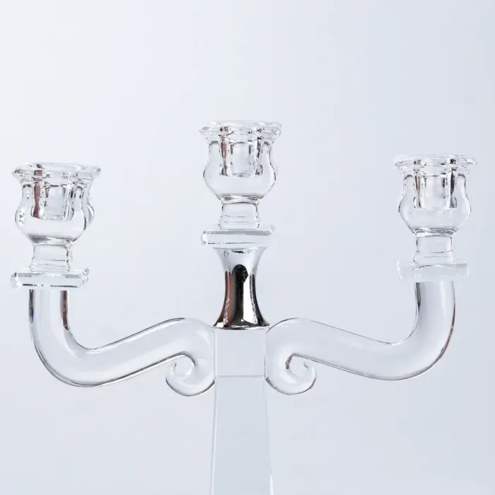 Подсвечник канделябр на 3 свечи стеклянный высокий (HP36562) - изображение 5