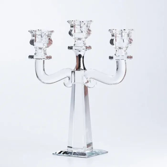 Подсвечник канделябр на 3 свечи стеклянный высокий (HP36562) - изображение 1