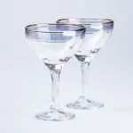 Набір Келихів для коктейлів 2шт скляні прозорі із сірим обідком (HP545)