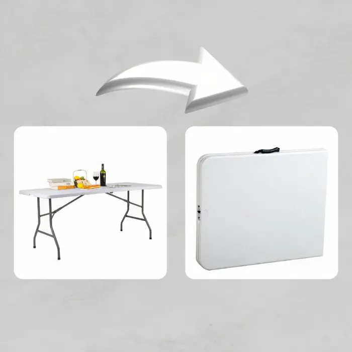 Складний туристичний стіл для пікніку, садовий 180см білий Польща (S021) - зображення 2