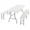 Стіл розкладний для пікніку, садовий 180см + 2 лавки 180см білий (Польща) (5_2155303867)