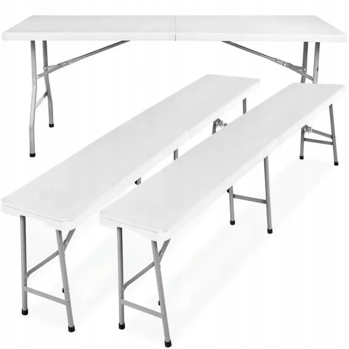 Раскладной набор садовой мебели, для пикника стол + 2 лавы 180см Gordon (белый) Польша (5_2155303869) - изображение 3