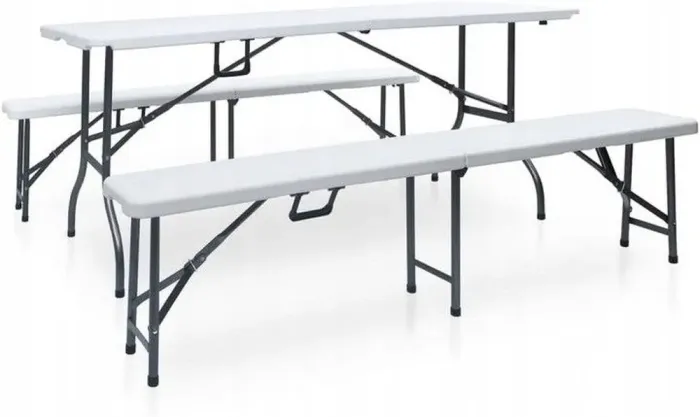 Раскладной набор садовой мебели, для пикника стол + 2 лавы 180см Gordon (белый) Польша (5_2155303869) - изображение 4