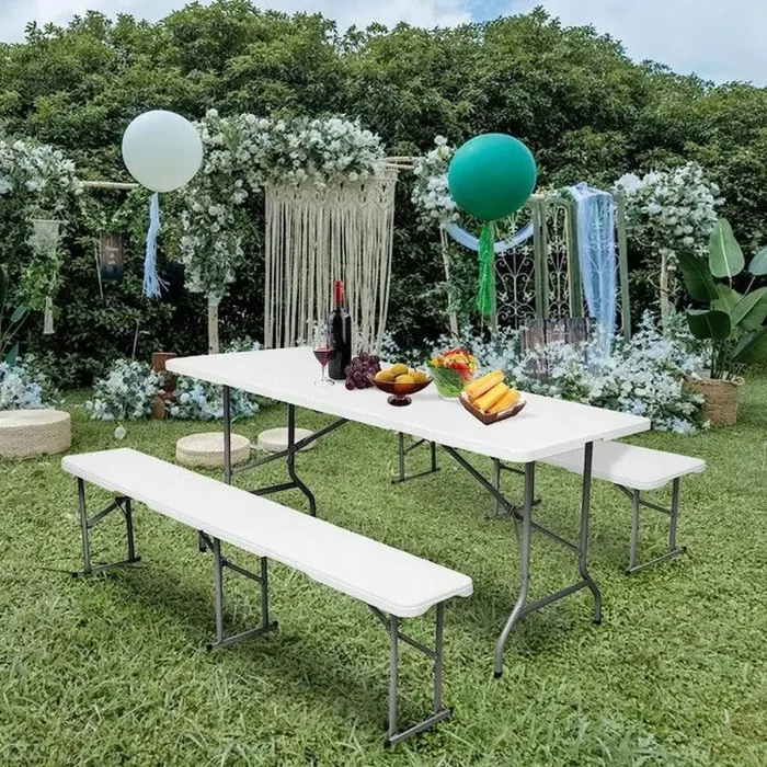 Раскладной набор садовой мебели, для пикника стол + 2 лавы 180см Gordon (белый) Польша (5_2155303869) - изображение 7