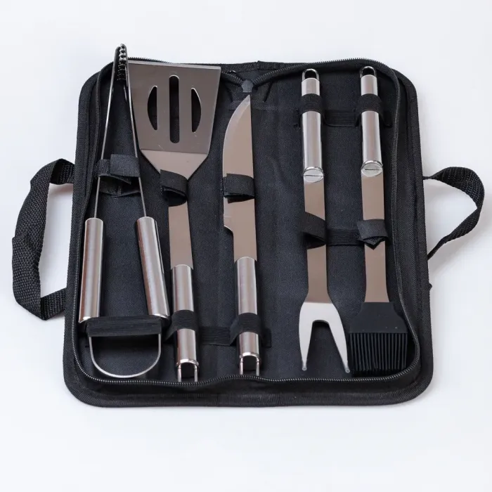 Набір для грилю 5 предметів виделка для м’яса / пензлик для маринаду / лопатка для барбекю / ніж / щипці (HP460GR) - зображення 3