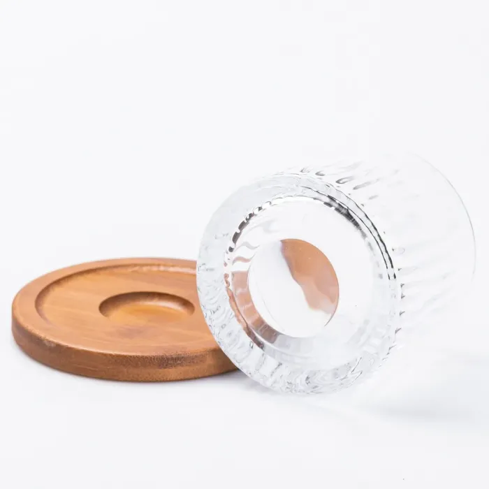 Стакан для виски юла стеклянная прозрачная с деревянной подставкой (HP22360) - изображение 2