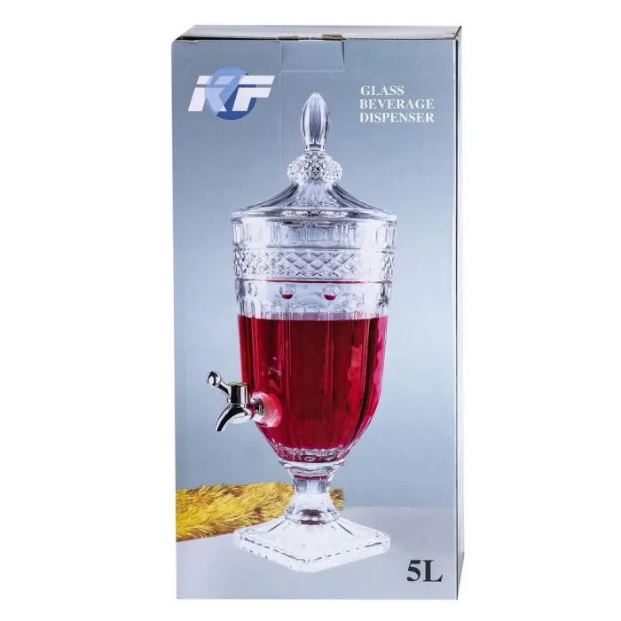 Лимонадниця на металевій підставці з краном для напоїв прозора (HP4172) - зображення 6