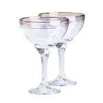 Набір Келихів для коктейлів 2шт скляні прозорі із фіолетовим обідком (HP546)