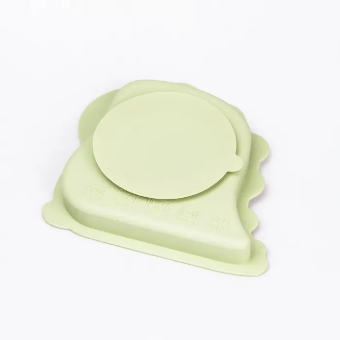 Дитячий набір силіконового посуду чашка / тарілка з трьома секціями / ложка (HP34545G) - зображення 4