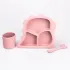 Дитячий набір силіконового посуду чашка / тарілка з трьома секціями / ложка Рожевий (HP34545P)