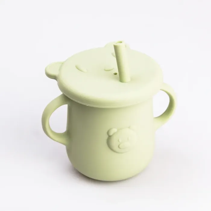 Дитячий набір силіконового посуду для годування дитини 7 предметів Оливковий (HP34546G) - зображення 3