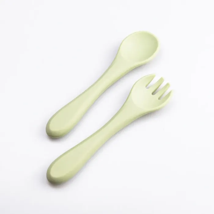 Дитячий набір силіконового посуду для годування дитини 7 предметів Оливковий (HP34546G) - зображення 7
