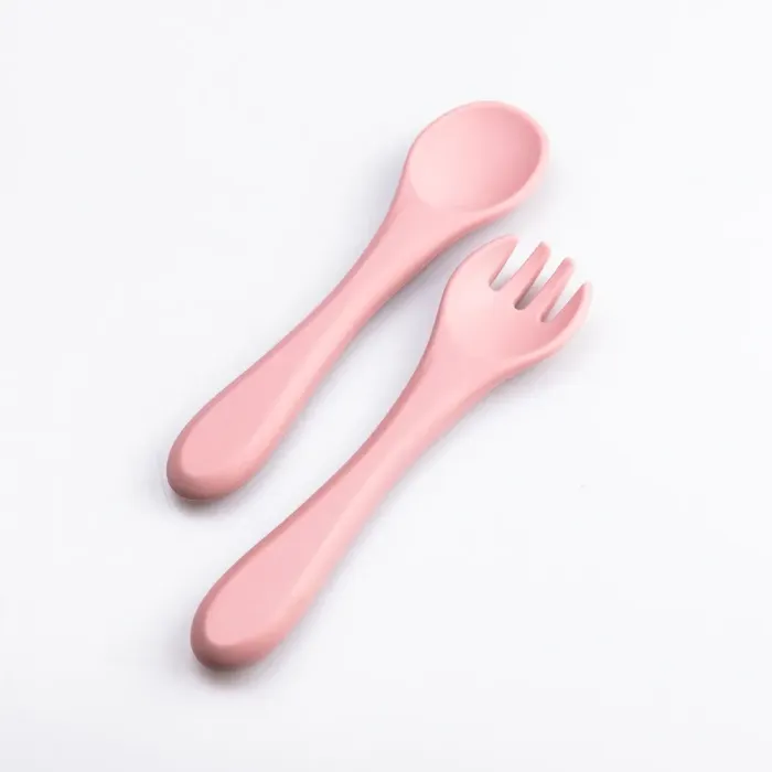 Дитячий набір силіконового посуду для годування дитини 7 предметів Рожевий (HP34546P) - зображення 4