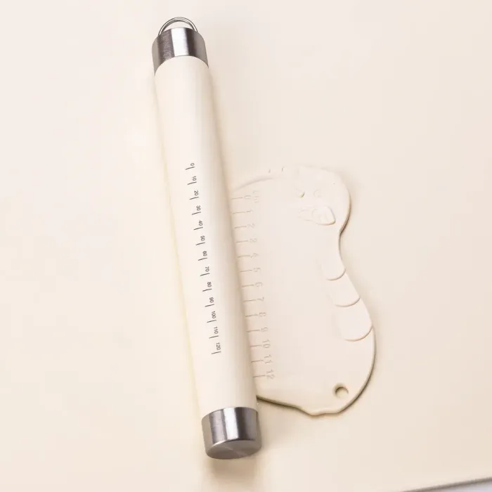 Силиконовый коврик со скалкой для раскатки прямоугольного теста с разметкой Бежевый (HP34547W) - изображение 7