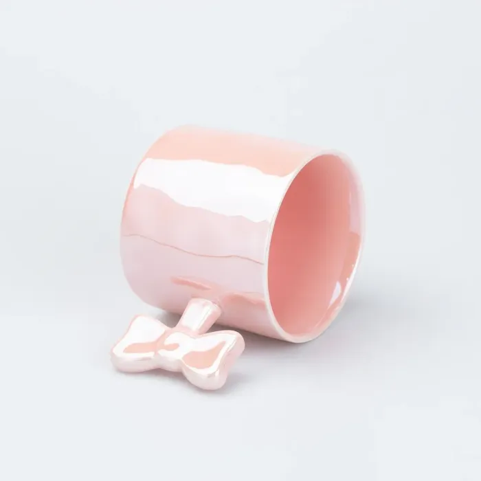 Чашка с ручкой в виде керамическая бантика 350 мл Розовая (HP7185P) - изображение 2