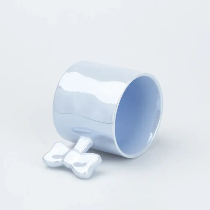 Чашка с ручкой в виде керамическая бантика 350 мл Голубая (HP7185BL) - изображение 2