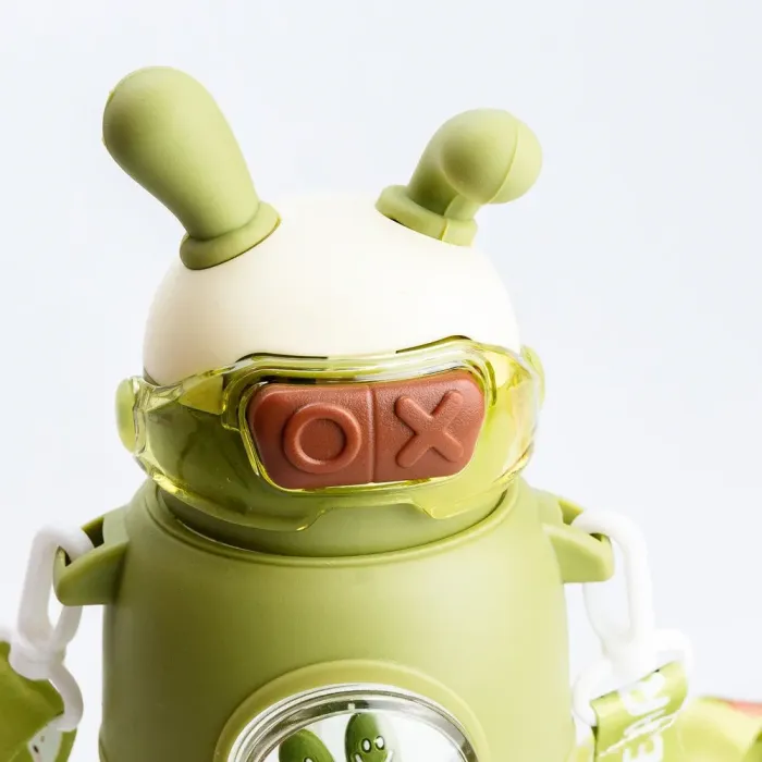 Детская бутылка для воды с трубочкой с ремешком зеленая бутылочка (HP18312GR) - изображение 3