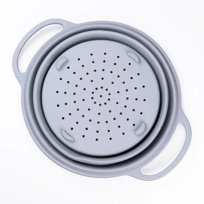 Дуршлаг 2.6 л силиконовый складной с ручками 10.5 х 25 см Серый (HP34544G) - изображение 3