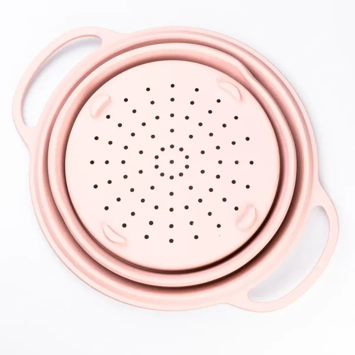 Дуршлаг 2.6 л силиконовый складной с ручками 10.5 х 25 см Розовый (HP34544P) - изображение 1