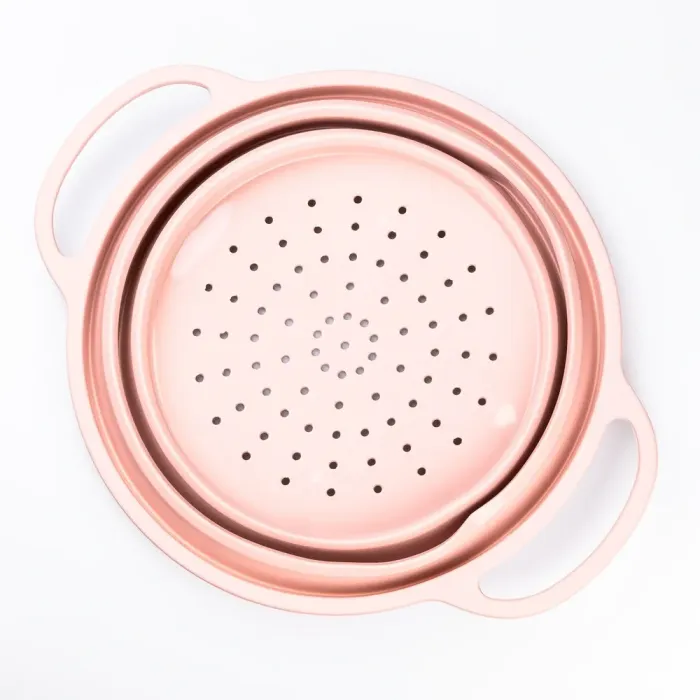 Дуршлаг 2.6 л силиконовый складной с ручками 10.5 х 25 см Розовый (HP34544P) - изображение 2