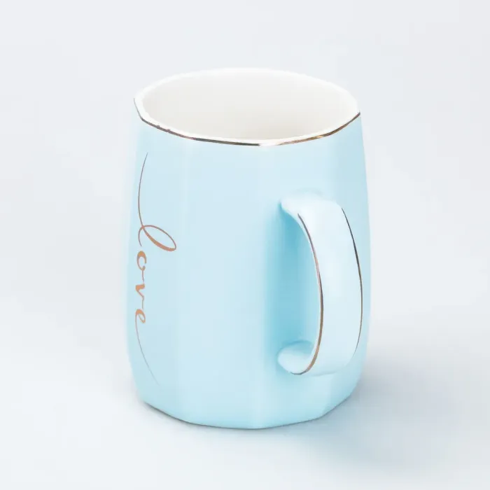 Чашка керамическая для чая и кофе 400 мл Love Голубая (HP7188BL) - изображение 2