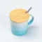 Чашка с бамбуковой крышкой и ложкой керамическая 350 мл Голубая (HP7201BL)