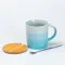 Чашка с бамбуковой крышкой и ложкой керамическая 350 мл Голубая (HP7201BL)