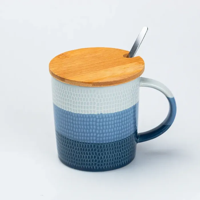 Чашка с бамбуковой крышкой и ложкой керамическая 350 мл (HP7201LB) - изображение 1