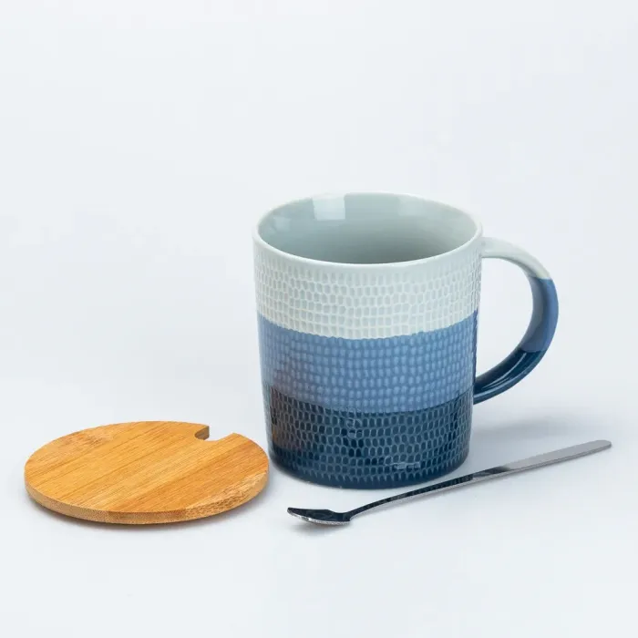 Чашка с бамбуковой крышкой и ложкой керамическая 350 мл (HP7201LB) - изображение 2